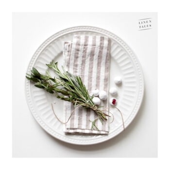 Ľanové obrúsky v súprave 2 ks Natural White Stripes – Linen Tales
