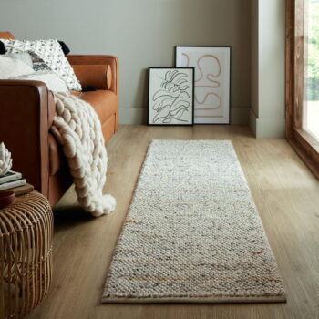 Krémový ručne tkaný behúň s prímesou vlny 60x230 cm Minerals – Flair Rugs - Image 5