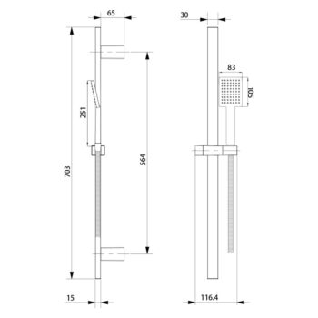 Matne čierna antikoro sprchová súprava s ručnou sprchou a posuvným držiakom 70 cm – Sapho - Image 4