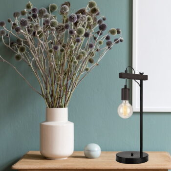 Čierna stolová lampa (výška  56 cm) Leon – LAMKUR - Image 3