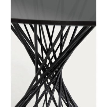 Čierny okrúhly jedálenský stôl so sklenenou doskou ø 120 cm Niut – Kave Home - Image 3
