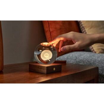 Tmavohnedá stmievateľná stolová lampa so skleneným tienidlom (výška 12 cm) Amber - Gingko - Image 8