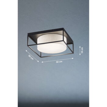 Čierno-béžové stropné svietidlo s textilným tienidlom 50x50 cm Carre – Fischer & Honsel - Image 3