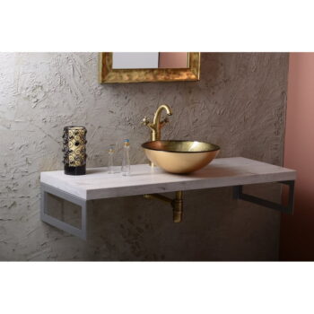 Sklenené okrúhle umývadlo v zlatej farbe ø 42 cm Fianna – Sapho - Image 4