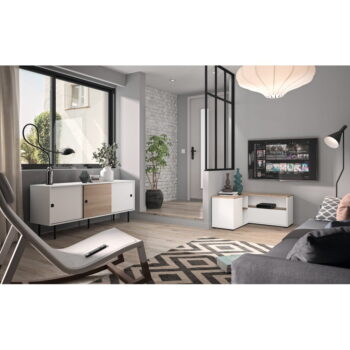 TV stolík v dekore duba v bielo-prírodnej farbe 90x45 cm Angle – TemaHome - Image 9
