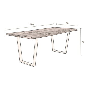 Jedálenský stôl s doskou z akácie 90x180 cm Aka – Dutchbone - Image 8