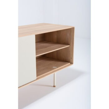 TV stolík z dubového dreva v bielo-prírodnej farbe 180x64 cm Fina – Gazzda – Obrázok 8