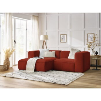 Rohová pohovka z textílie buklé v tehlovej farbe (ľavý roh) Zephyr – Bobochic Paris – Obrázok 6