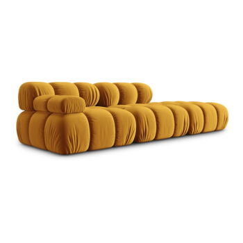 Žltá zamatová pohovka 282 cm Bellis – Micadoni Home - Image 2