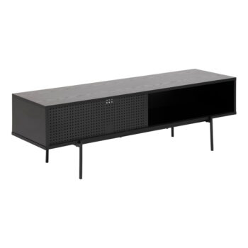 Čierny TV stolík v dekore jaseňa 140x45 cm Angus – Actona - Image 2