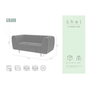 Medovožltá zamatová pohovka Ghado Shel, 170 cm – Obrázok 5