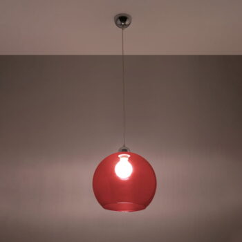 Červené závesné svietidlo so skleneným tienidlom ø 30 cm Bilbao – Nice Lamps - Image 3