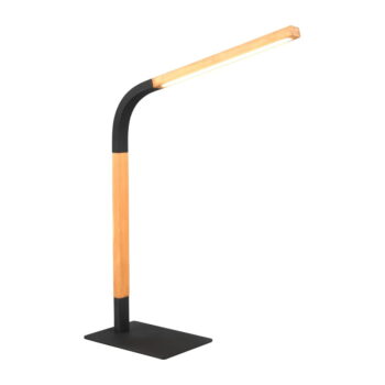 LED stmievateľná stolová lampa v čiernej a prírodnej farbe s dreveným tienidlom (výška 73,5 cm) Norris – Trio – Obrázok 3