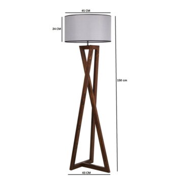 Sivo-hnedá stojacia lampa s textilným tienidlom (výška 149 cm) Maçka – Opviq lights - Image 4