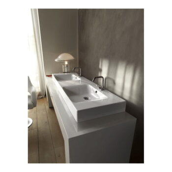 Biele keramické dvojumývadlo 140x45 cm Cento – Sapho - Image 2