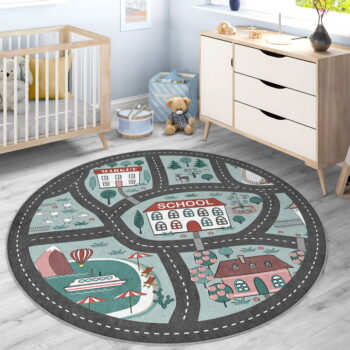 Prateľný detský hrací koberec ø120 cm Happy Neighbourhood – Mila Home - Image 6