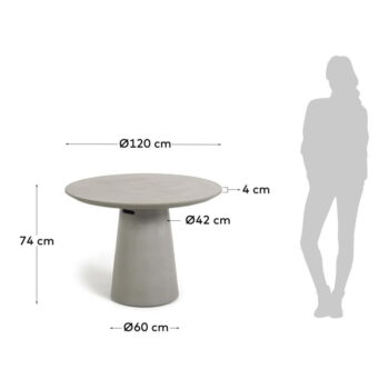 Betónový vonkajší jedálenský stôl Kave Home Itai, ⌀ 120 cm – Obrázok 7