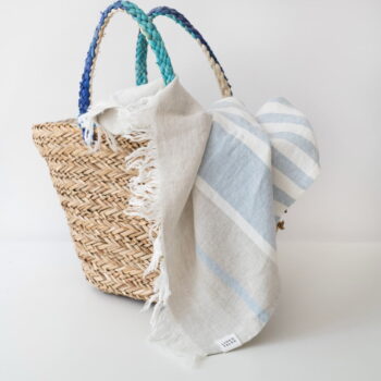 Modrá ľanová plážová osuška 85x140 cm Allure Stripe – Linen Tales - Image 2
