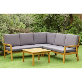 Sivý záhradný lounge set z masívu akácie pre 5 Allison - Rojaplast - Image 4