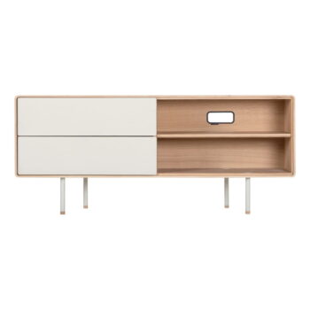 TV stolík z dubového dreva v bielo-prírodnej farbe 150x64 cm Fina – Gazzda