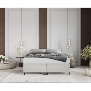 Krémovobiela čalúnená dvojlôžková posteľ s úložným priestorom 180x200 cm Tate – Maison de Rêve - Image 4