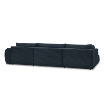 Tmavomodrá menčestrová rozkladacia rohová pohovka (pravý roh/do "U") Lucien – Bobochic Paris - Image 6