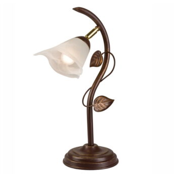 Tmavohnedá stolová lampa so skleneným tienidlom (výška  40 cm) Bluszcz – LAMKUR