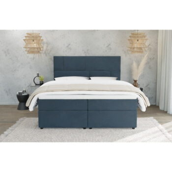 Tmavomodrá boxspring posteľ s úložným priestorom 200x200 cm Lola – Ropez - Image 3