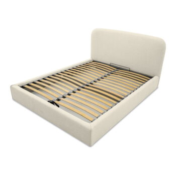Krémová čalúnená dvojlôžková posteľ s úložným priestorom a roštom 140x200 cm Sea – Scandic – Obrázok 5