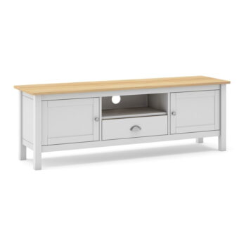 Biely/prírodný TV stolík z borovicového dreva 158x53 cm Misti – Marckeric – Obrázok 3