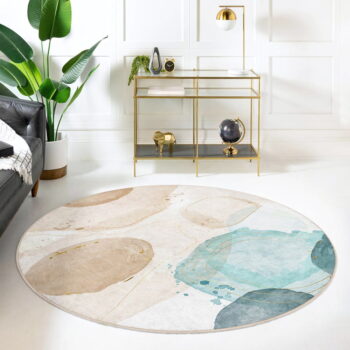 Modro-béžový prateľný okrúhly koberec ø 120 cm Puddle – Mila Home - Image 3