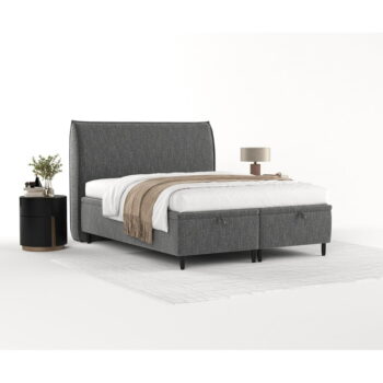 Sivá čalúnená dvojlôžková posteľ s úložným priestorom 200x200 cm Pearl – Maison de Rêve – Obrázok 8