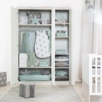 Biela detská šatníková skriňa v dekore duba 131x190 cm Julia – Roba – Obrázok 3