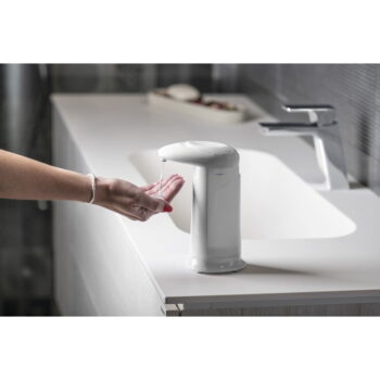 Biely bezdotykový plastový dávkovač mydla 350 ml Aqualine  – Sapho – Obrázok 2