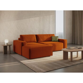 Rozkladacia rohová pohovka v tehlovej farbe (ľavý roh) Jodie – Micadoni Home - Image 3