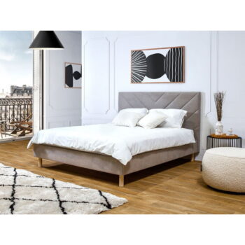 Béžová čalúnená dvojlôžková posteľ s roštom 160x200 cm Romane – Bobochic Paris - Image 3