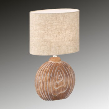Hnedo-béžová keramická stolová lampa s textilným tienidlom (výška 39 cm) Tobse – Fischer & Honsel - Image 2