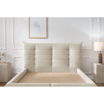 Béžová čalúnená dvojlôžková posteľ s úložným priestorom s roštom 180x200 cm Clothilde – Bobochic Paris - Image 3