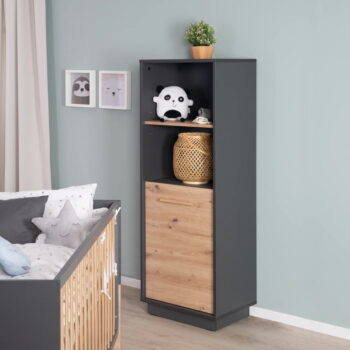 Detská knižnica v dekore duba v antracitovo–prírodnej farbe 55x150 cm Lenn – Roba - Image 4