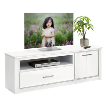 Biely TV stolík z borovicového dreva 160x55 cm Celia - Støraa – Obrázok 3