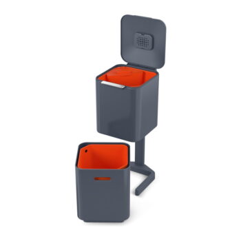 Sivý oceľový odpadkový kôš na triedený odpad 40 l Totem Compact – Joseph Joseph – Obrázok 8