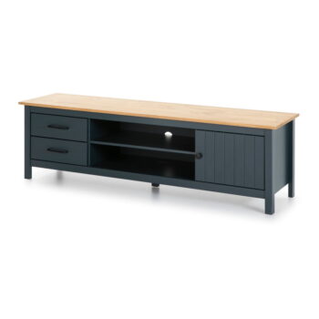 Tmavomodrý TV stolík z borovicového dreva 158x47 cm Miranda – Marckeric - Image 3