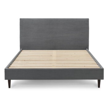 Tmavosivá menčestrová dvojlôžková posteľ Bobochic Paris Anja Dark, 160 x 200 cm – Obrázok 2