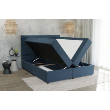 Tmavomodrá boxspring posteľ s úložným priestorom 200x200 cm Rico – Ropez - Image 3