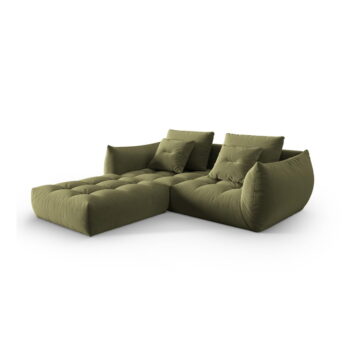 Svetlozelená rohová pohovka z textílie bouclé (variabilný roh) Bloom – Micadoni Home - Image 3