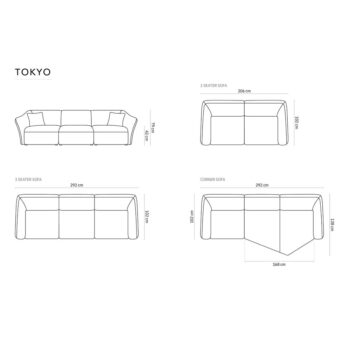Modrá zamatová rohová pohovka Tokyo – Cosmopolitan Design – Obrázok 6