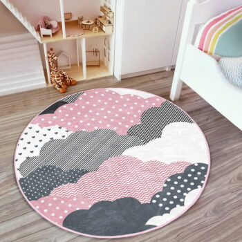 Ružovo-sivý detský koberec ø 80 cm Comfort – Mila Home - Image 4