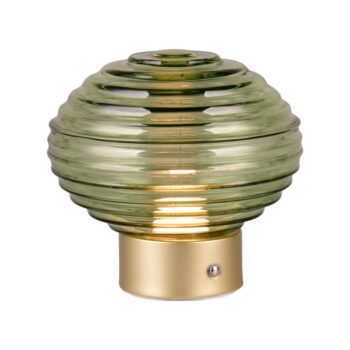 Stmievateľná LED stolová lampa v zelenej a zlatej farbe so skleneným tienidlom (výška 14,5 cm) Earl – Trio – Obrázok 3