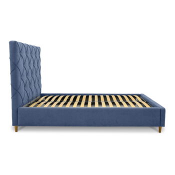 Modrá čalúnená dvojlôžková posteľ s úložným priestorom a roštom 140x190 cm Bee – Scandic - Image 3