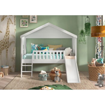 Biela domčeková/vyvýšená detská posteľ z borovicového dreva 90x200 cm Housebed – Vipack - Image 3